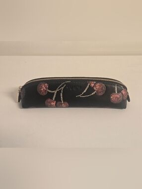 Coach Black/ Cherry-Embroidered Leather Pencil Case